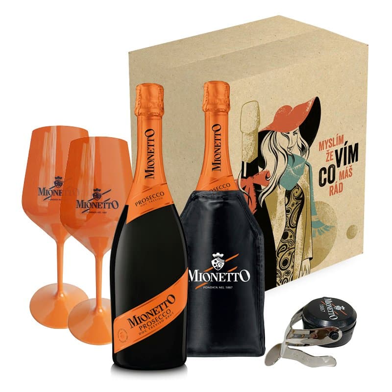 Dárkový set s oranžovou sklenkou Mionetto