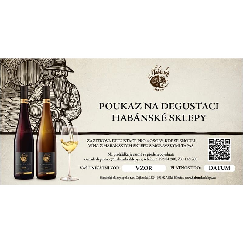 Zážitková degustace Habánské Sklepy pro 4 osoby - tištěná poukázka